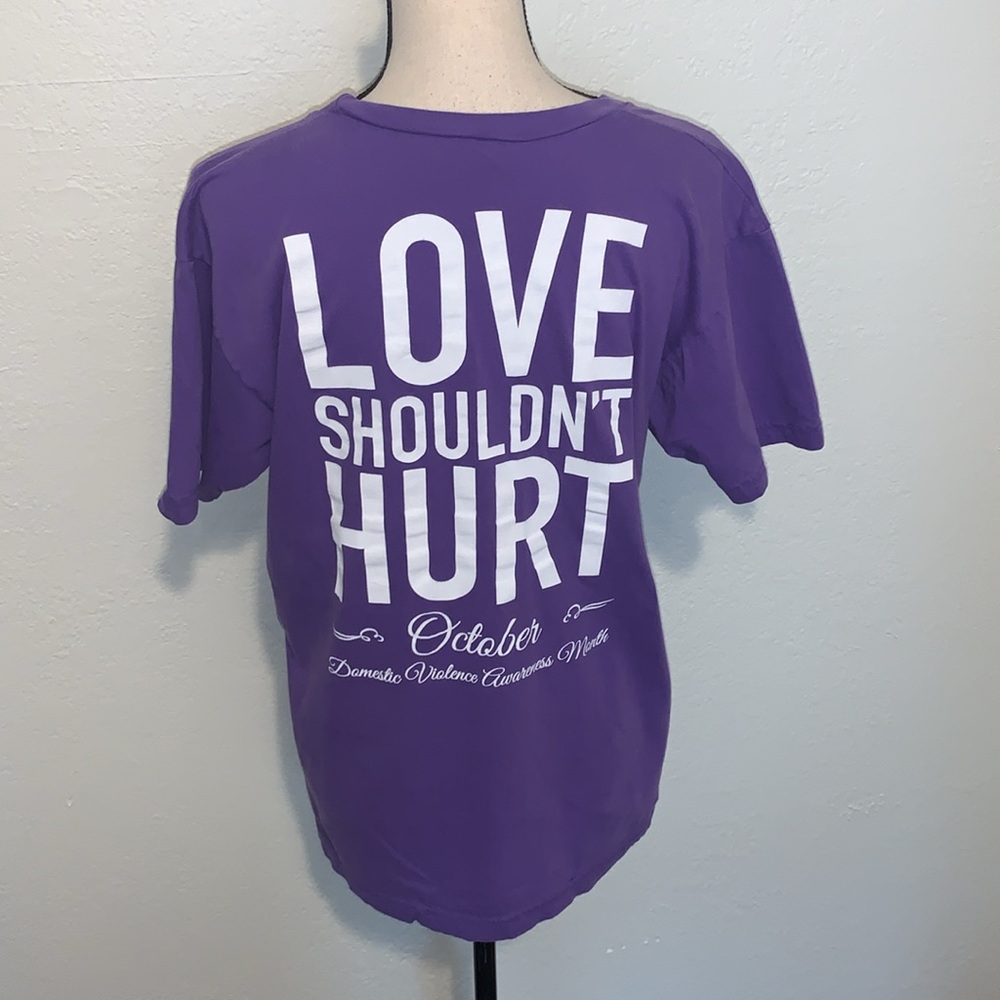 American Apparel Purple Alpha Chi Omega Domestic Violence Awareness Tee Large - Picture 12 of 12